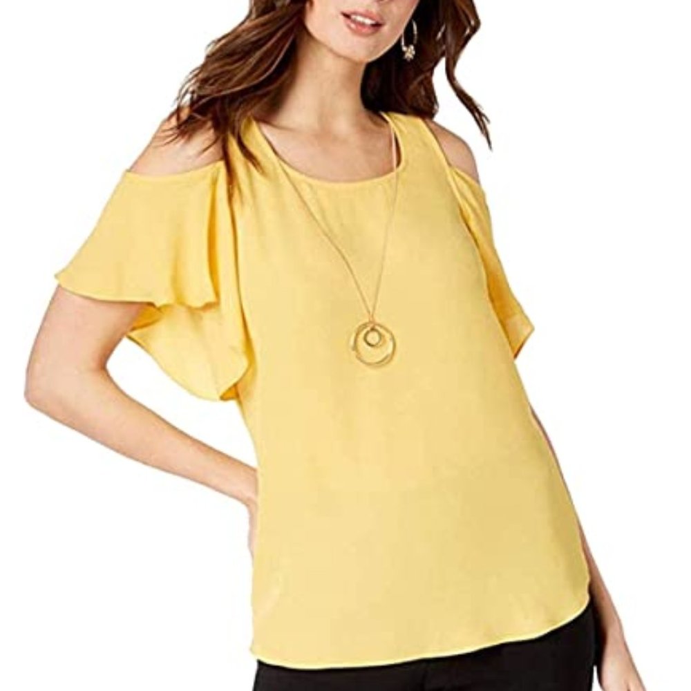 Thalia Sodi Cold-Shoulder Top L
